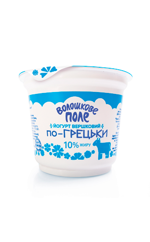 Йогурт вершковий по-грецьки Волошкове поле 10% жирності 200г пластиковий стакан